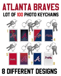 ATLANTA BRAVES Lot of 100 MLB Baseball Double Sided Large Photo Keychains - Picture 1 of 14