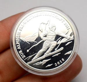 GERMANY 925 SILVER SPORT ALPEN SKIING 2010 MEDAL BAR INGOT - Picture 1 of 4