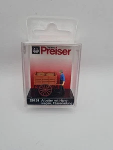 Preiser Spur H0 1:87 #28131 Figur Arbeiter mit Handwagen neu und OVP   - Bild 1 von 2