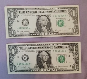 $1 2017a billetes estrella de un dólar números de serie de lujo medio repetidores 1212- lote 2 - Imagen 1 de 1