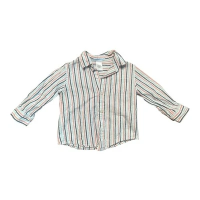 Janie & Jack Boys Multicolor Striped Linen Cotton Blend Button Up Shirt 12-18M - Image 1 of 4