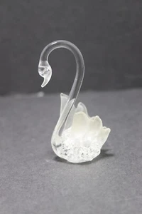 VTG Spun Glass Swan 2.75" High Frosted Wings Christmas Ornament Decor - Picture 1 of 5