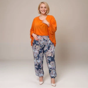 PANTALONES HARÉN MUJER DAMA AZUL CACHEMIRA TALLA GRANDE PIERNA ANCHA/PANTALONES ALI BABA - Imagen 1 de 4