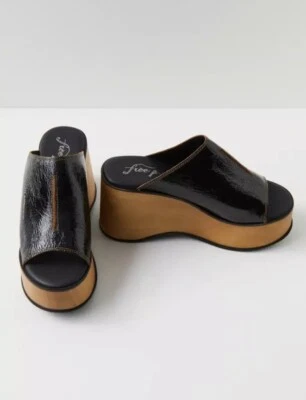 Sandalia de cuña Free People Gabriela plataforma charol negro 9/39, ¡nueva! $198 Foto 1 de 4