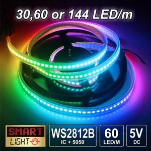 1M-5M WS2812B Addressable RGB LED Pixel Strip *5V*30/60/144 LED/m*FAST SHIPPING* - Picture 1 of 26