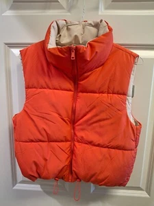 Love Tree Vest Women's Reversible Small Orange / Beige - Full Zip w/ pockets - Picture 1 of 6