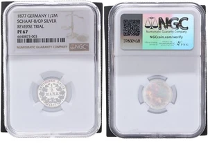 1/2 Mark 1877 Silver Proof of the Front NGC PF 67 106558 - Picture 1 of 1