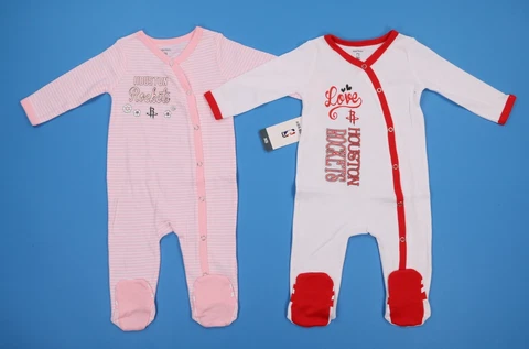 2 Pack NBA Baby Unisex Houston Rockets One Piece Pajama Red & White Size 6 M Cover