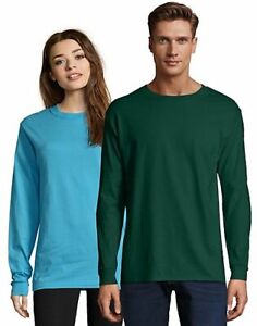 Hanes Long Sleeve T Shirt 100% Cotton Adult Beefy Tee Thicky Heavy S-3XL 5186