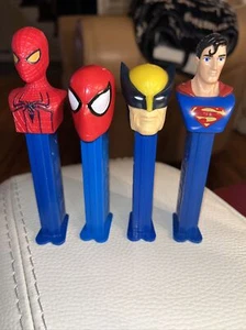 Pez Dispensers Lot Of 4–Superman, Wolverine, & 2 Spiderman - Picture 1 of 4