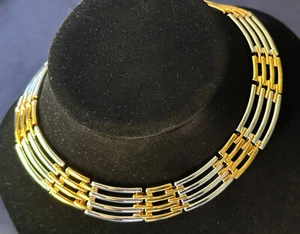 Givenchy zweifarbig offener Korb Link Kragen Halskette Vintage - Bild 1 von 8