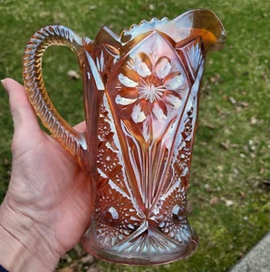 Imperial Carnival Glass 474 Four Seventy Four Milk Pitcher Lavender c1920 READ - Picture 1 of 11