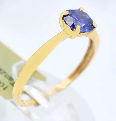 AAA TANZANITE 0.88 Cts RING 10K YELLOW GOLD  - New With Tag-MADE IN USA - Image 1 of 4