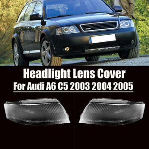 Left + Right Side Headlight Lens Cover For Audi A6 C5 2003 2004 2005 Headlamp