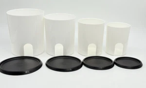 SET: 4 Tupperware One Touch Window Reminder Nesting Storage Canisters Black Lids - Picture 1 of 16