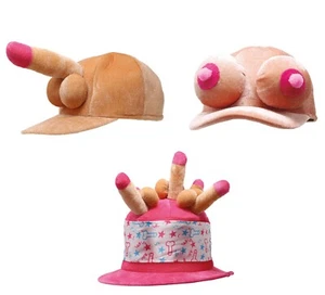 Willy Cap Penis Boobs Breasts Hat Fun Party Dick Head Gift HEN STAG Night Joke - Picture 1 of 7