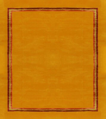 Alfombra moderna acolchada a mano alfombra naranja de lana y seda alfombra para sala de estar dormitorio 3x5 pies Foto 1 de 4