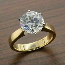 3Ct Lab Created Round Diamond Solitaire Engagement Ring 14k Yellow Gold Finish
