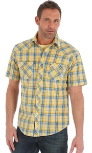 Wrangler Retro® Yellow/Blue Plaid Short Sleeve Snap Shirt MVR333M  - Picture 1 of 2