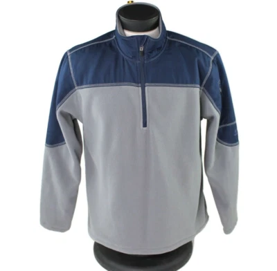 初学者 1/4 拉链套衫羊毛夹克男式 M (38-40) 仿颈灰色海军蓝 — 第 1/4 张图片