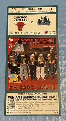 April 3, 1998 Michael Jordan Scores 29,000th Point Ticket Stub Chicago Bulls. - Image 1 of 2