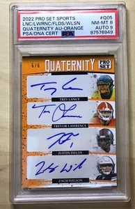 2022 Leaf Pro Set Sports Trevor Lawrence Justin Fields Lance Wilson Quad Auto /6 - Imagen 1 de 2