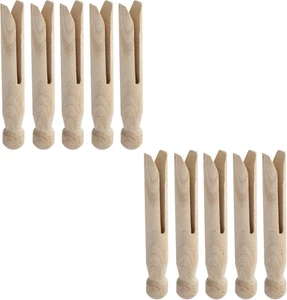 ✨Laundry Clips Wood Clothespins,10 PCS round Wooden Clothes Pins Old Fashioned T - Picture 1 of 7