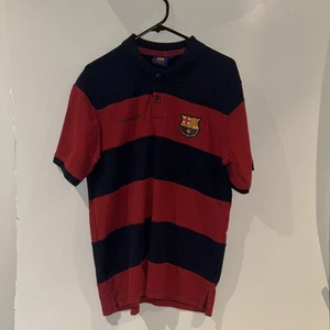 FC Barcelona Men's Soccer Futbol Striped Polo Shirt in Tag Size Large - Picture 1 of 6