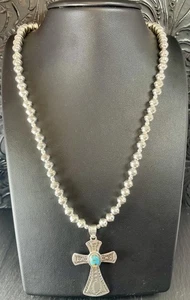Sterling Silver Spiny Oyster Cross Pendant Necklace - Picture 1 of 12