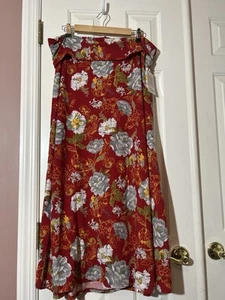 LuLaRoe Maxi Skirt Womens Size 3XL Red Flowers Jersey Material Pull On New - Picture 1 of 8