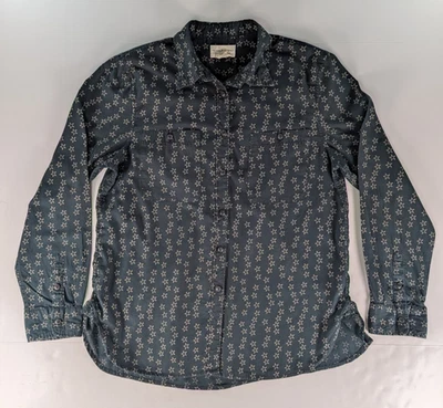 Camisa Denim & Supply Ralph Lauren Mujer Talla Grande Negra Manga Larga Estrellas AOP Foto 1 de 4