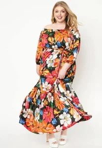 Maxi abito unico vintage stampa floreale Sweet Escape taglie forti 5X 98€ nuovo con etichette - Foto 1 di 11