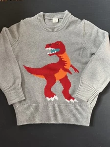 Pre-owned Boys Crewcuts T-Rex Dinosaur Sweater Sz-4/5 - Picture 1 of 2