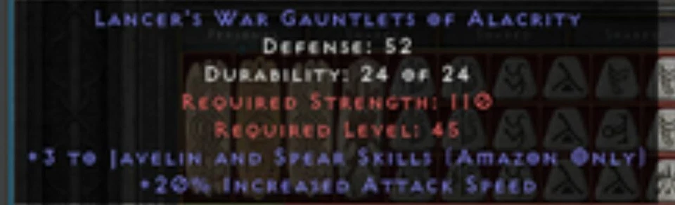 Diablo 2 Resurrected D2 D2R - 3-javelin skills/20% ias gloves - PC - SC - NL - Image 1 of 1