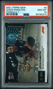 Lewis Hamilton - 2021 Topps Now First to 100 Poles Card #8 PSA 10 GEM MINT - Foto 1 di 2