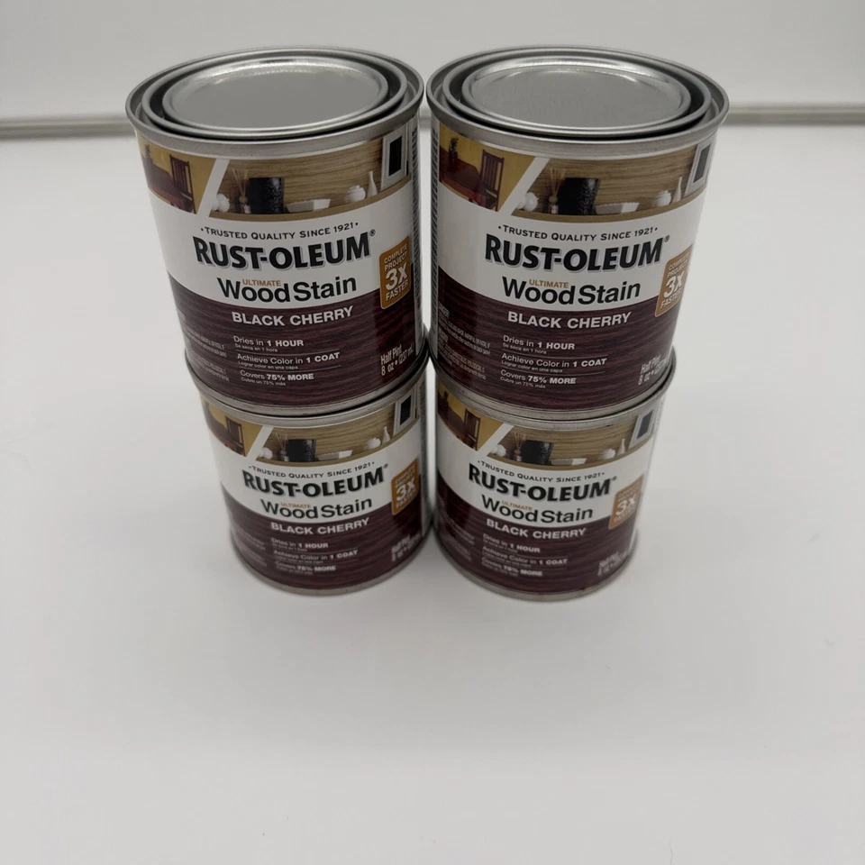 Rust-Oleum Ultimate Wood Stain Black Cherry 8 fl oz 1/2 Pint 020066320522  4 Lot - Image 1 of 3