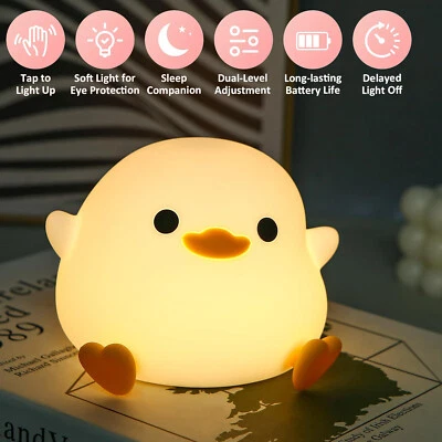 Kinder Ente Nachtlicht Silikon LED Nachttischlampe Dimmbar Stilllicht Babyzimmer - Bild 1 von 4