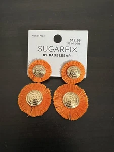 SUGARFIX by BaubleBar Threaded Gold Circle Statement Costume Earrings- Orange - Picture 1 of 3