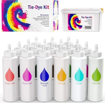 Kit Tie Dye para Niños y Adultos - Fácil Hágalo Usted Mismo Tie Dye Fiesta Kit con 18 Colores Foto 1 de 4