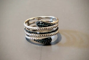 Großer & schöner Schlangenring - blaue Diamanten ~ 925 Sterling Silber ~ JS signiert - Bild 1 von 10
