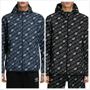 Chaqueta cortavientos con estampado de monograma Adidas Originals negra/L,XL y azul marino/S,M nueva con etiquetas - Imagen 1 de 18