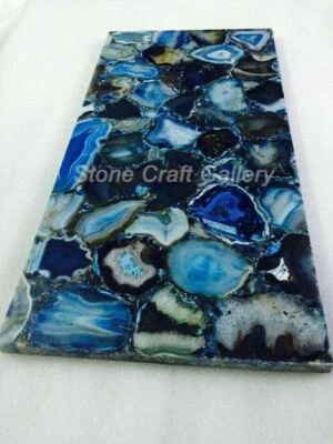 24" x 12" Agate Table Top / Natural Blue agate Console Table - Image 1 of 4
