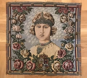 ANTIQUE 1920’s TAPESTRY PORTRAIT MARIA QUEEN OF YUGOSLAVIA -PRINCESS OF ROMANIA - Picture 1 of 6
