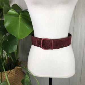 Vintage Gürtel Wildleder Uruguay weinrot rot Größe Small lederbezogene Schnalle - Bild 1 von 9
