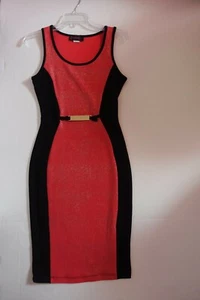 Small, Annabelle USA Coral and Black, Gold and Silver Glittered Sleeveless Dress - Picture 1 of 4