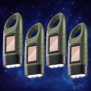 4Pcs Hand Crank Solar Powered LED Flashlight Emergency Rechargeable Torch - Picture 1 of 12
