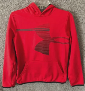 Under Armour Loose Boys Youth Large YLG Cold Gear Red Hoodie Pullover Sweatshirt - Picture 1 of 8