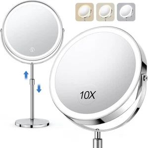 9" Lighted Makeup Mirror with Lights and Magnification 1X/10X Double Sided - Picture 1 of 6