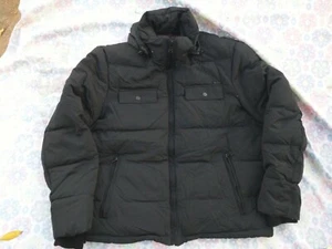 Kenneth Cole NY Down Jacket Men size XL w/ Hidden Hood Black Puffy Parka Winter - Picture 1 of 5