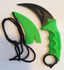 Z-Slayer Gasher Hawkbill Neck Knife -1065 Surgical Steel -Green - Picture 1 of 3